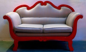 Striped Red Couch