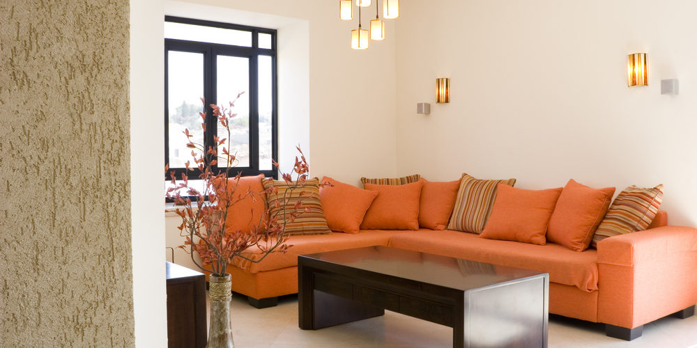 Orange Couch Living Room