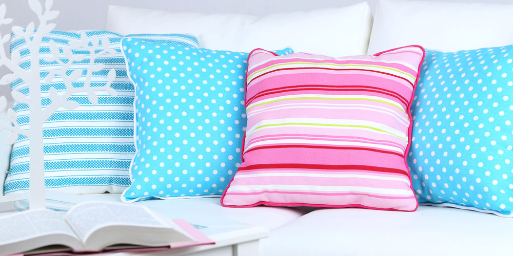 Blue Pink Stripe Polka Dot Pillows