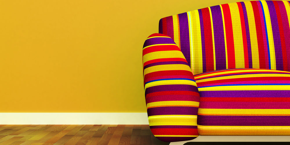 Bright Yellow Couch With Stripes