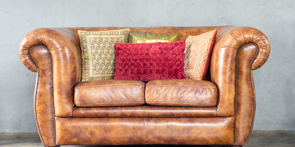 Tan Leather Love Seat